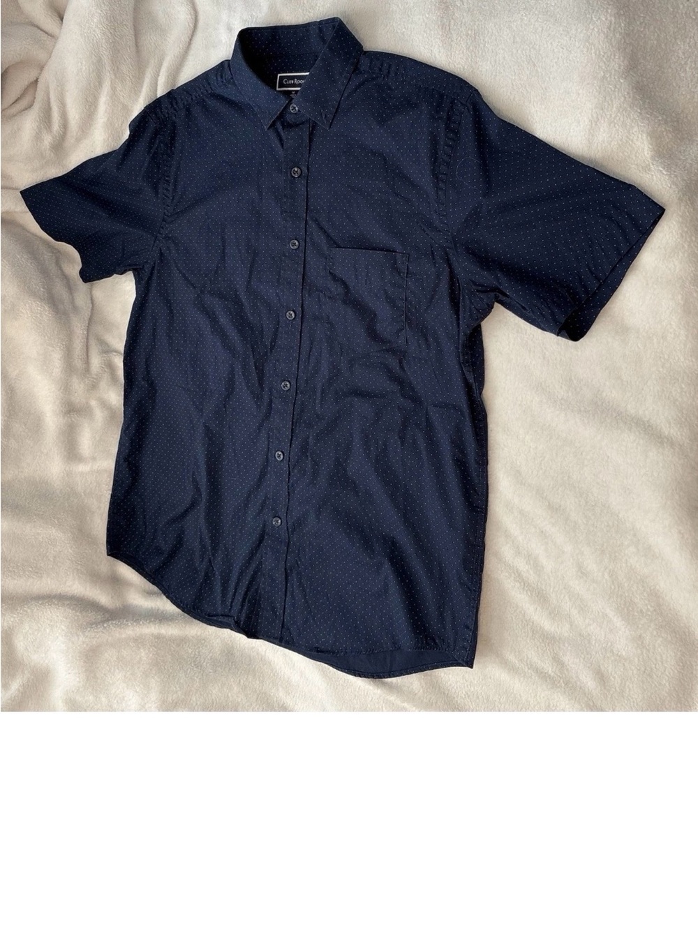 Flawless Blue Polka Dot Men’s Medium Short Sleeve Button Up Shirt By Club Room - Picture 8 of 9